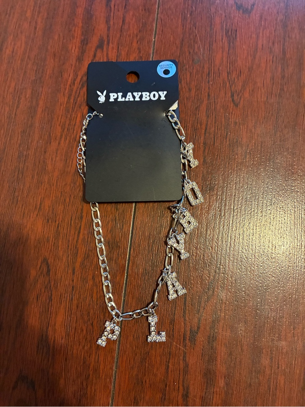 PLAYBOY Silver Sparkling Letter Charm Necklace for Kids